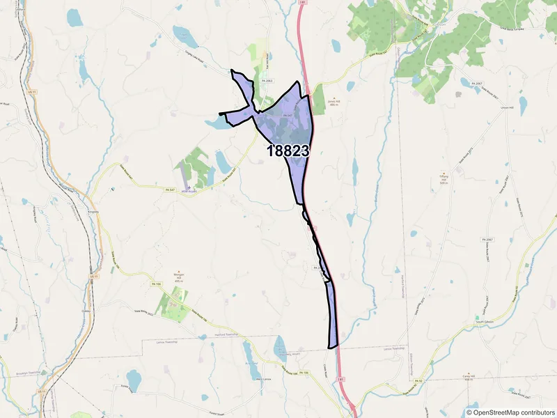 Map of Harford, Pennsylvania and ZIP codes