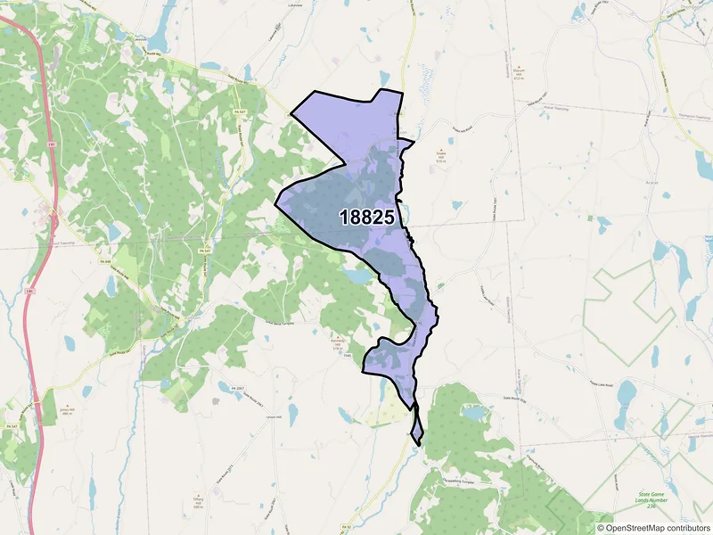 Map of ZIP Code 18825 — Jackson, PA