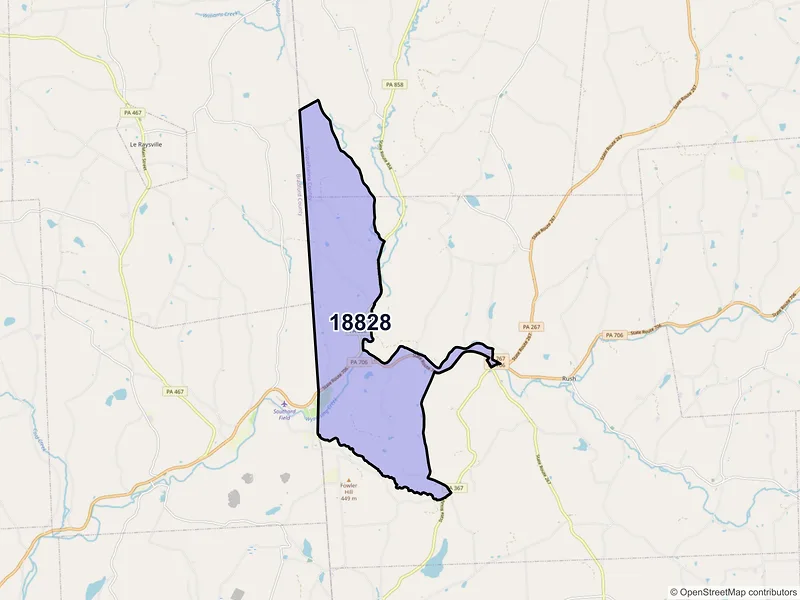 Map of ZIP Code 18828 — Lawton, PA