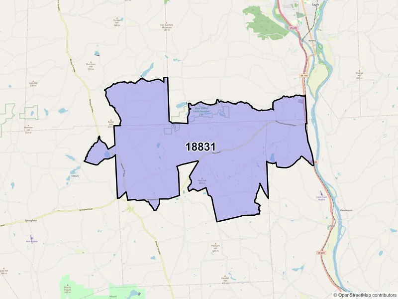 Map of ZIP Code 18831 — Milan, PA