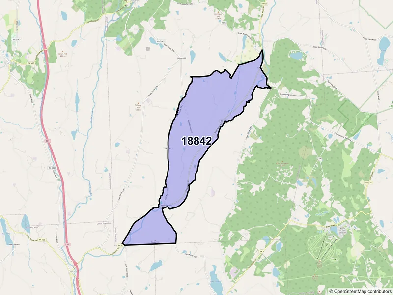 Map of ZIP Code 18842 — South Gibson, PA