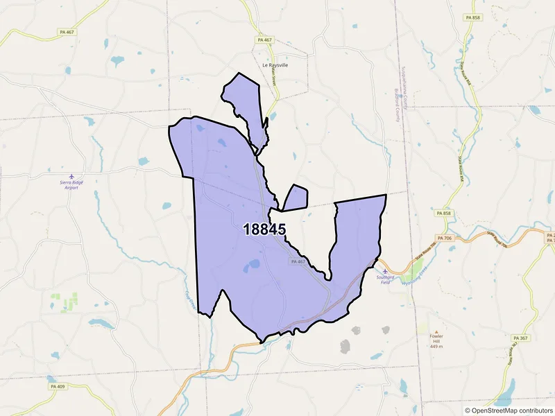 Map of ZIP Code 18845 — Stevensville, PA
