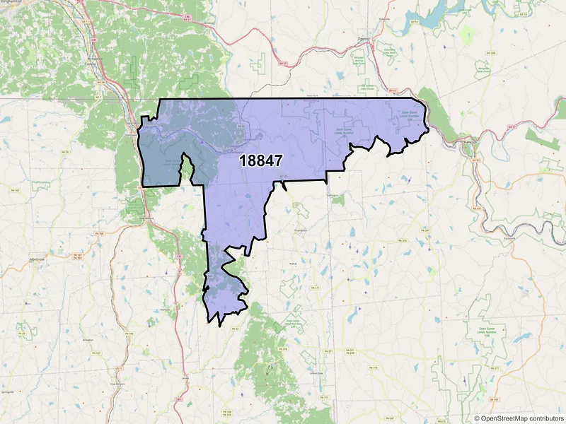 Map of ZIP Code 18847 — Susquehanna, PA