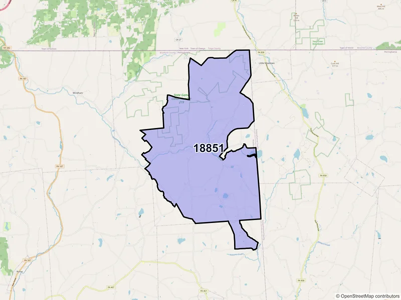 Map of ZIP Code 18851 — Warren Center, PA