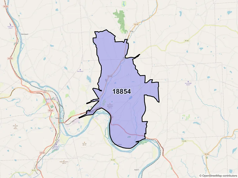Map of ZIP Code 18854 — Wysox, PA