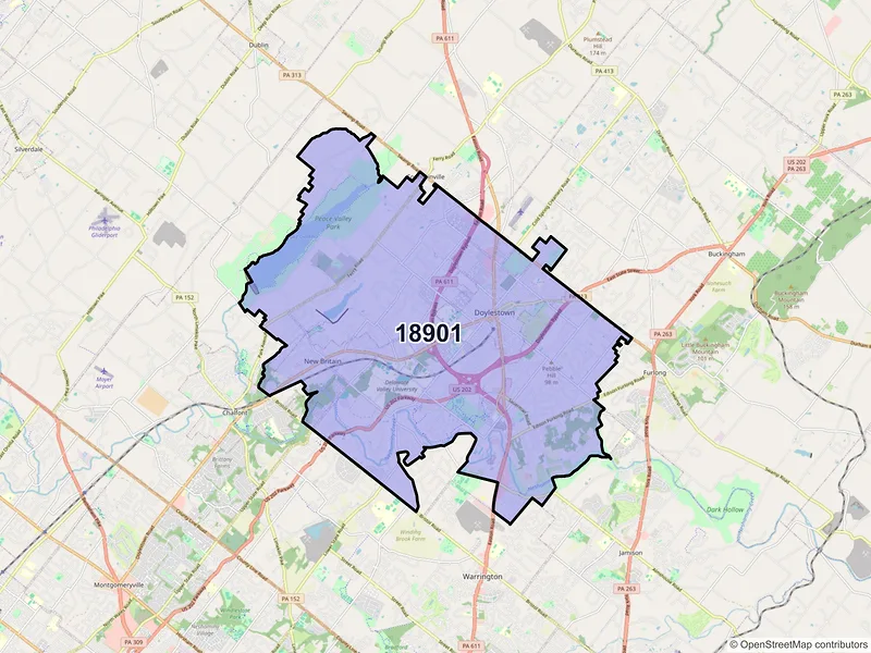 Map of ZIP Code 18901 — Doylestown, PA