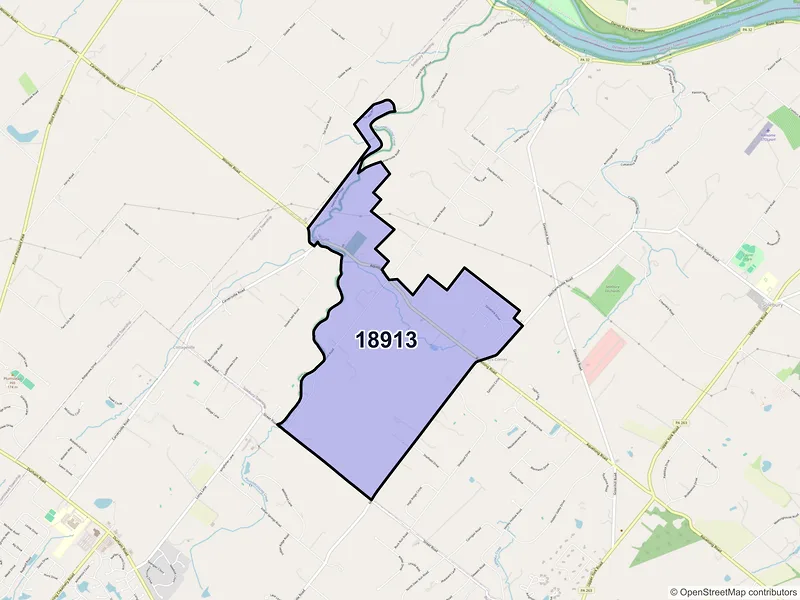 Map of ZIP Code 18913 — Carversville, PA