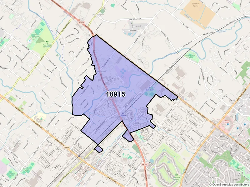 Map of Colmar, Pennsylvania and ZIP codes