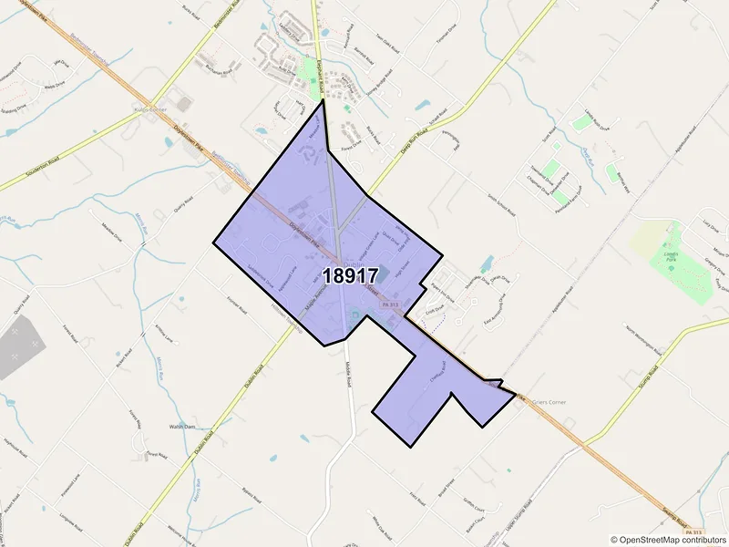 Map of ZIP Code 18917 — Dublin, PA