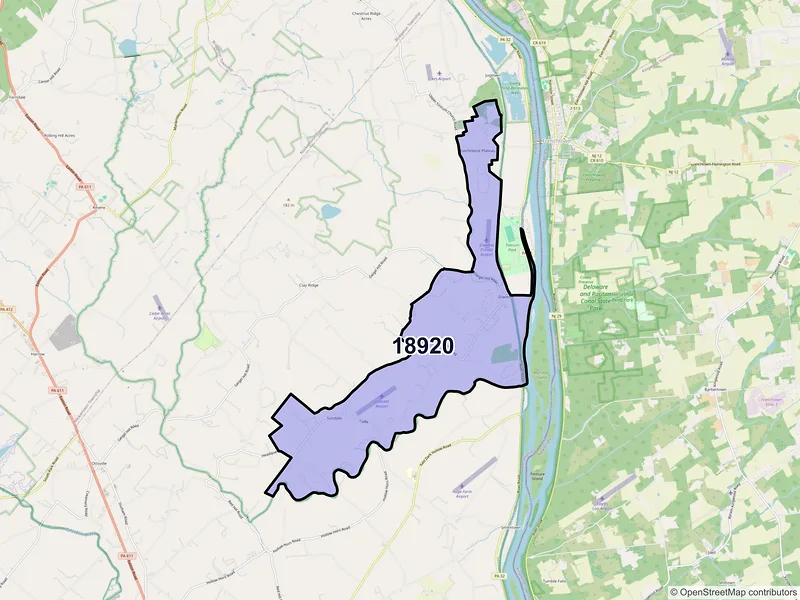 Map of ZIP Code 18920 — Erwinna, PA