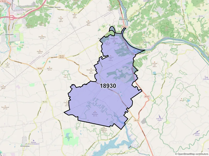 Map of ZIP Code 18930 — Kintnersville, PA