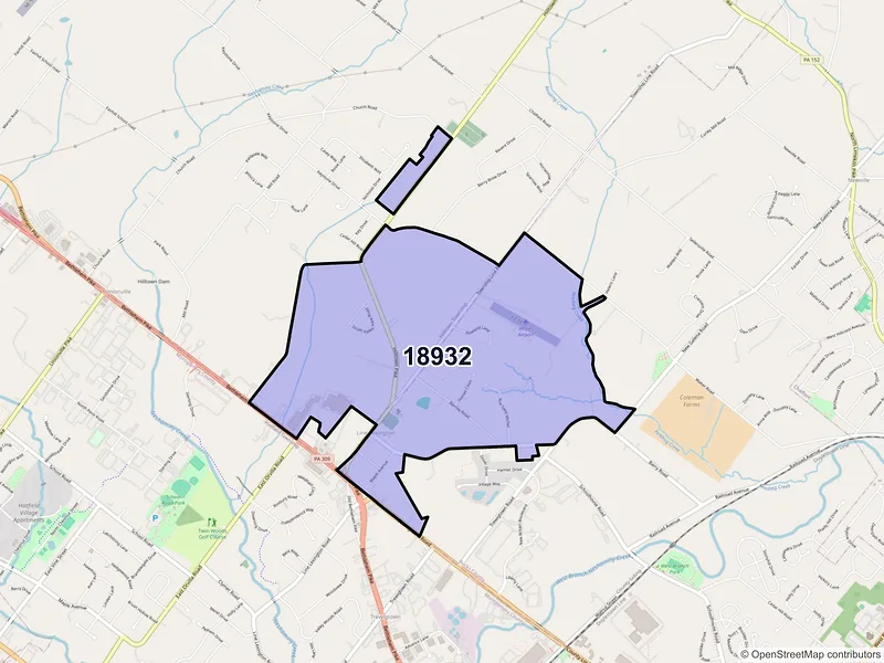 Map of ZIP Code 18932 — Line Lexington, PA