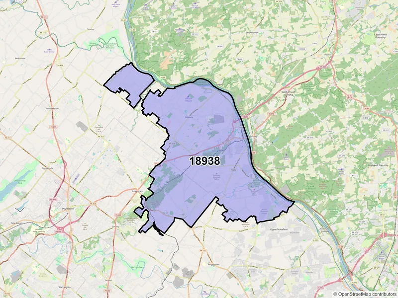 Map of ZIP Code 18938 — New Hope, PA