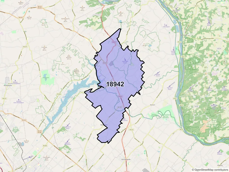 Map of ZIP Code 18942 — Ottsville, PA