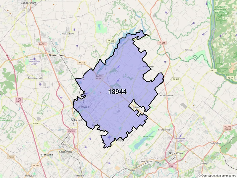 Map of ZIP Code 18944 — Perkasie, PA