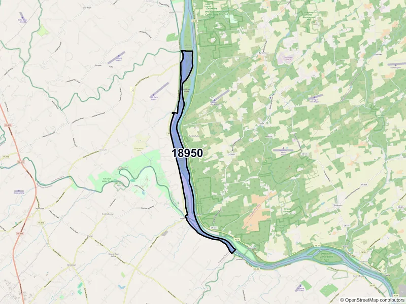 Map of Point Pleasant, Pennsylvania and ZIP codes