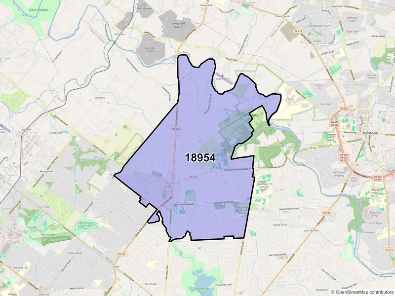Map of ZIP Code 18954 — Richboro, PA