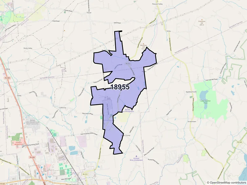 Map of ZIP Code 18955 — Richlandtown, PA