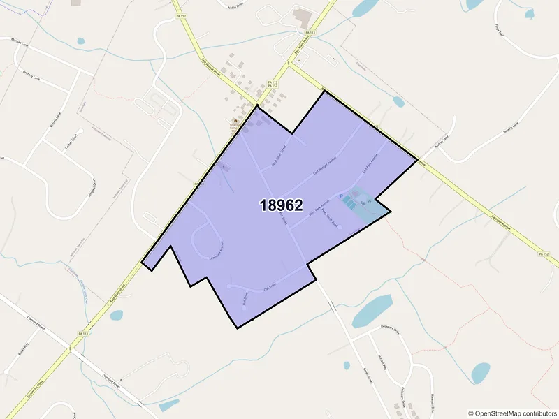 Map of Silverdale, Pennsylvania and ZIP codes