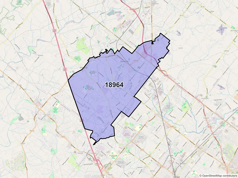 Map of ZIP Code 18964 — Souderton, PA