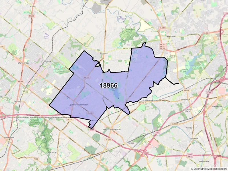 Map of ZIP Code 18966 — Southampton, PA