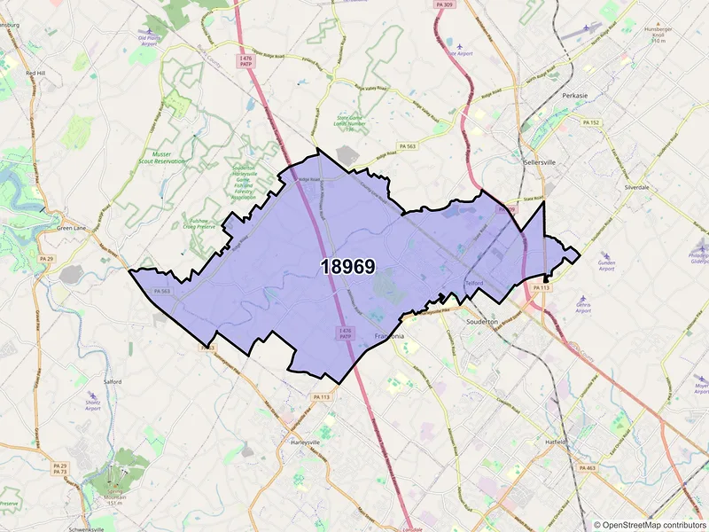 Map of ZIP Code 18969 — Telford, PA