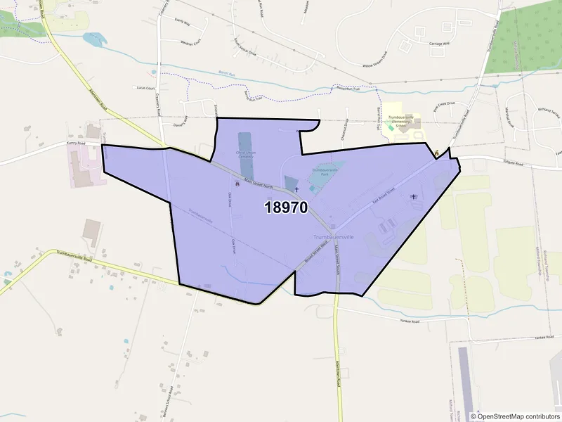 Map of Trumbauersville, Pennsylvania and ZIP codes