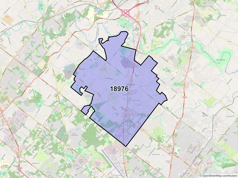 Map of ZIP Code 18976 — Warrington, PA