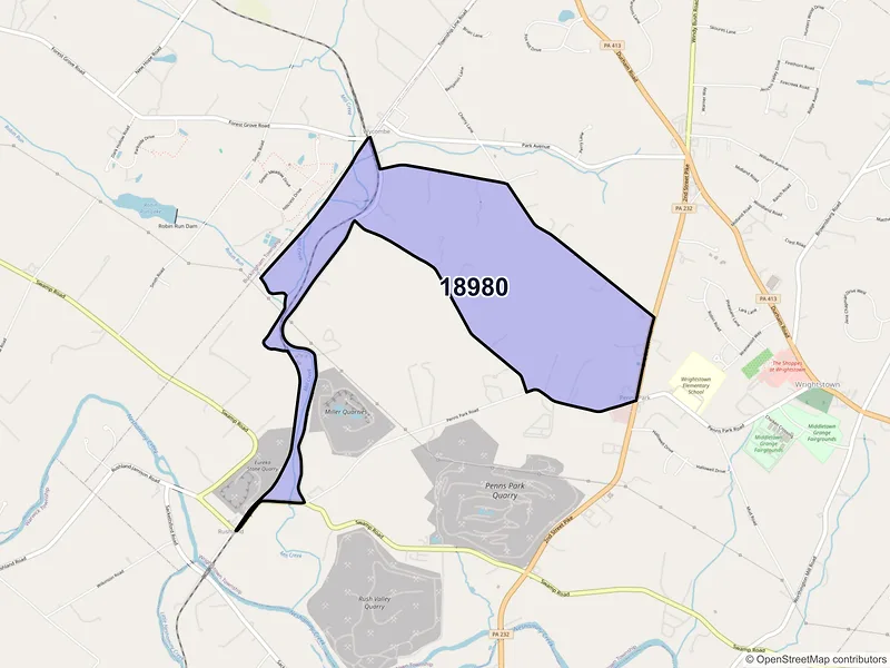 Map of Wycombe, Pennsylvania and ZIP codes