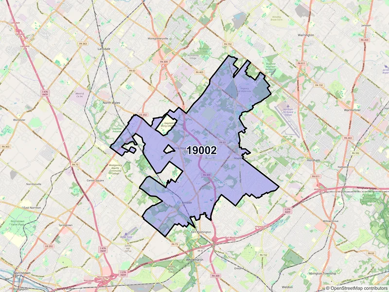 Map of ZIP Code 19002 — Ambler, PA