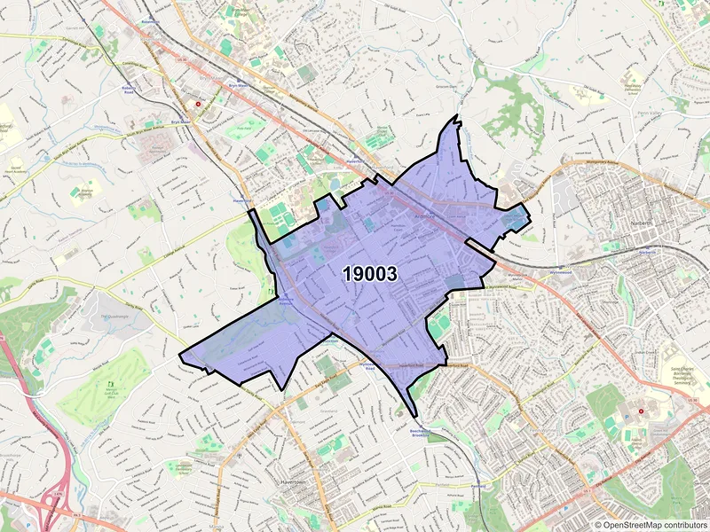 Map of ZIP Code 19003 — Ardmore, PA