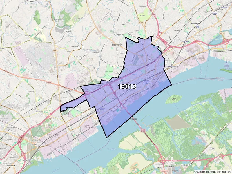 Map of ZIP Code 19013 — Chester, PA