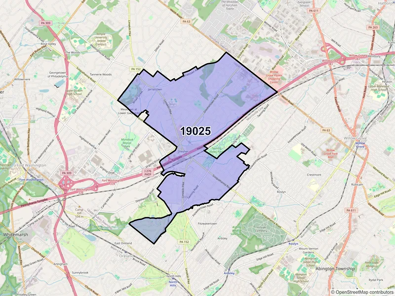 Map of ZIP Code 19025 — Dresher, PA