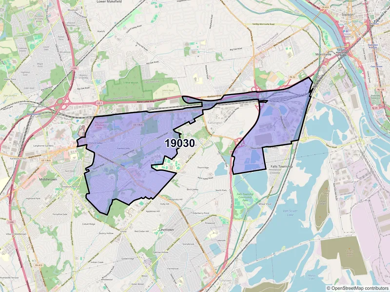 Map of ZIP Code 19030 — Fairless Hills, PA
