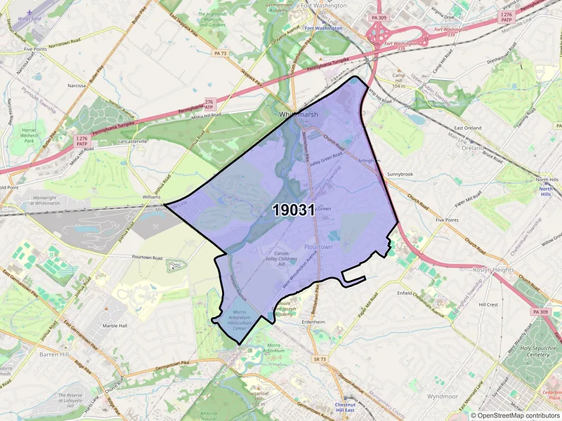 Map of ZIP Code 19031 — Flourtown, PA