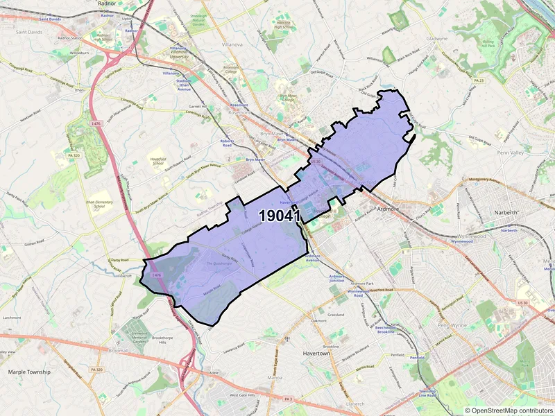 Map of ZIP Code 19041 — Haverford, PA