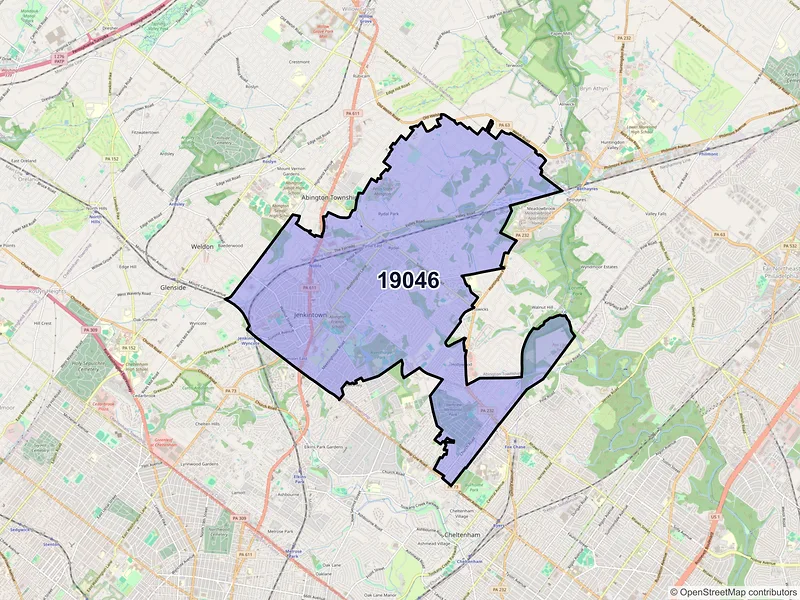 Map of ZIP Code 19046 — Jenkintown, PA