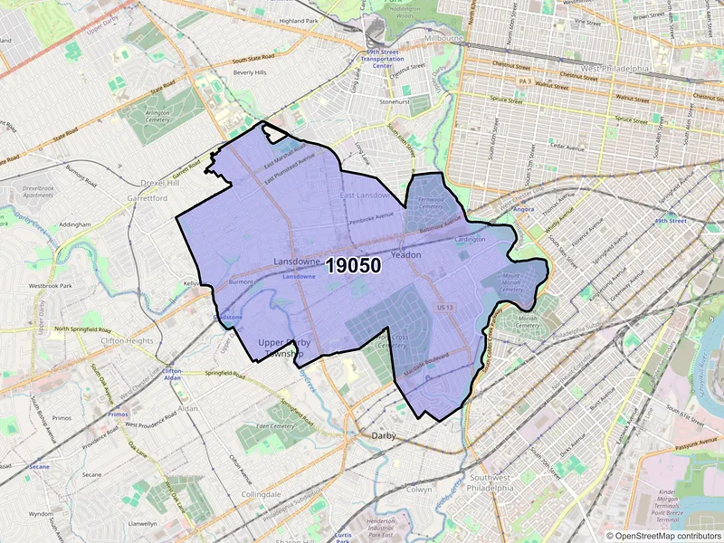 Map of ZIP Code 19050 — Lansdowne, PA