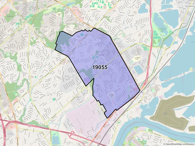 Map of ZIP Code 19055 — Levittown, PA
