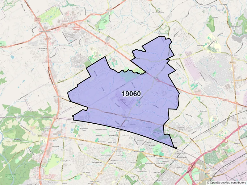 Map of ZIP Code 19060 — Garnet Valley, PA