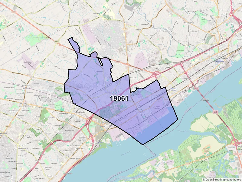 Map of ZIP Code 19061 — Marcus Hook, PA