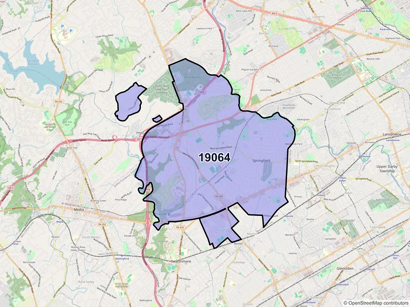 Map of ZIP Code 19064 — Springfield, PA