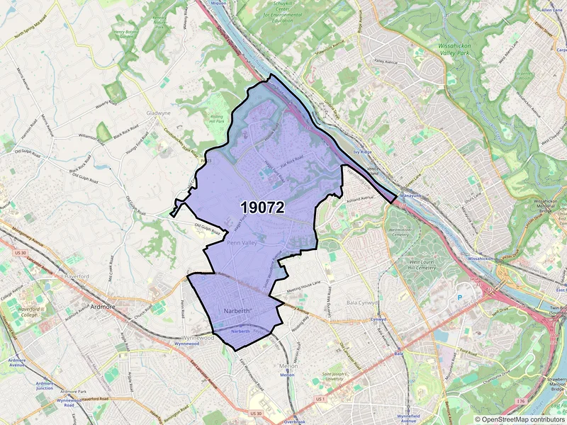 Map of ZIP Code 19072 — Narberth, PA