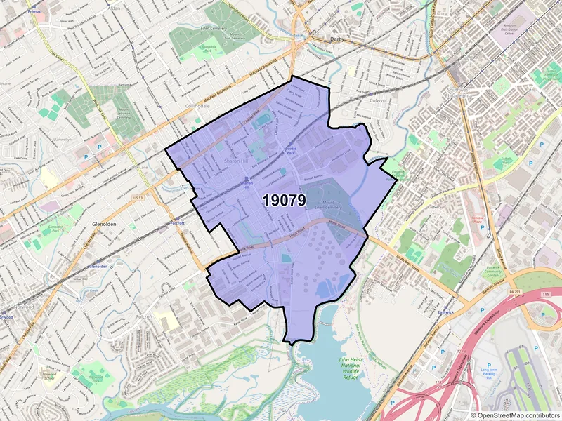 Map of ZIP Code 19079 — Sharon Hill, PA