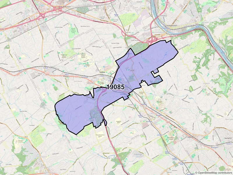 Map of ZIP Code 19085 — Villanova, PA
