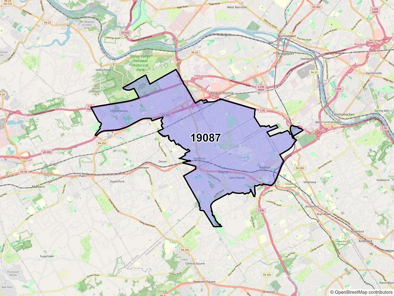 Map of ZIP Code 19087 — Wayne, PA
