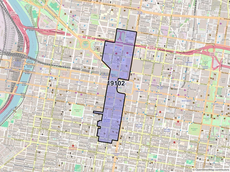Map of ZIP Code 19102 — Philadelphia, PA