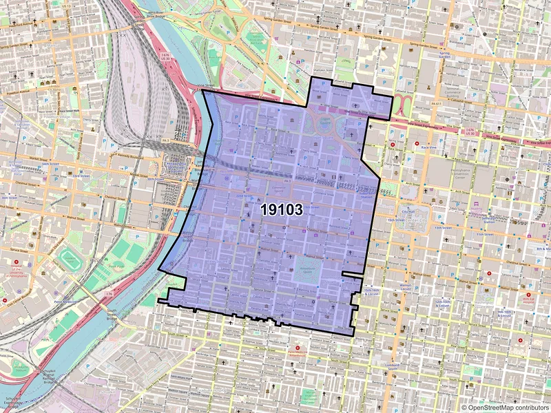 Map of ZIP Code 19103 — Philadelphia, PA