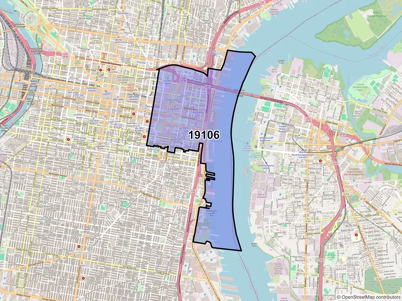 Map of ZIP Code 19106 — Philadelphia, PA