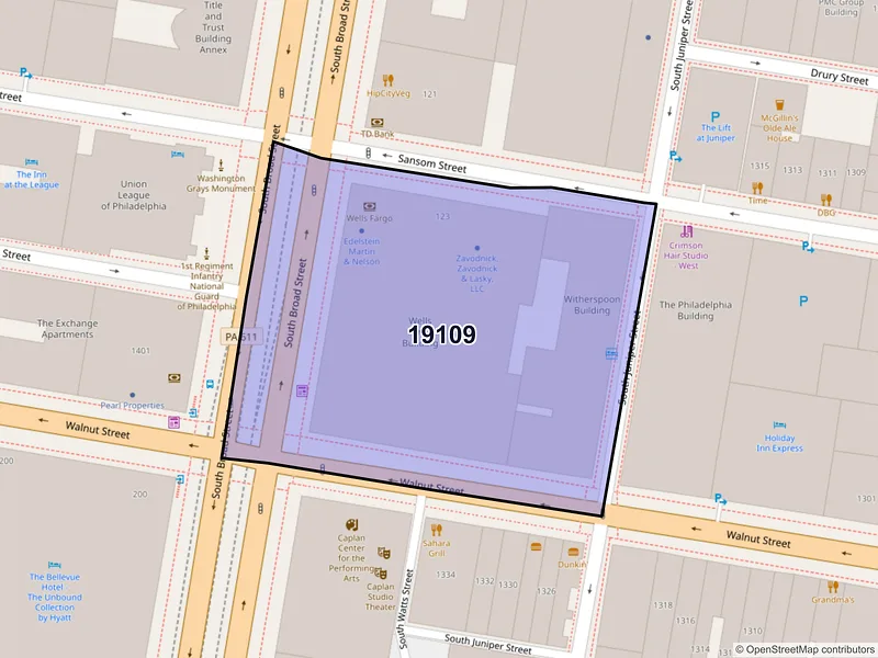 Map of ZIP Code 19109 — Philadelphia, PA